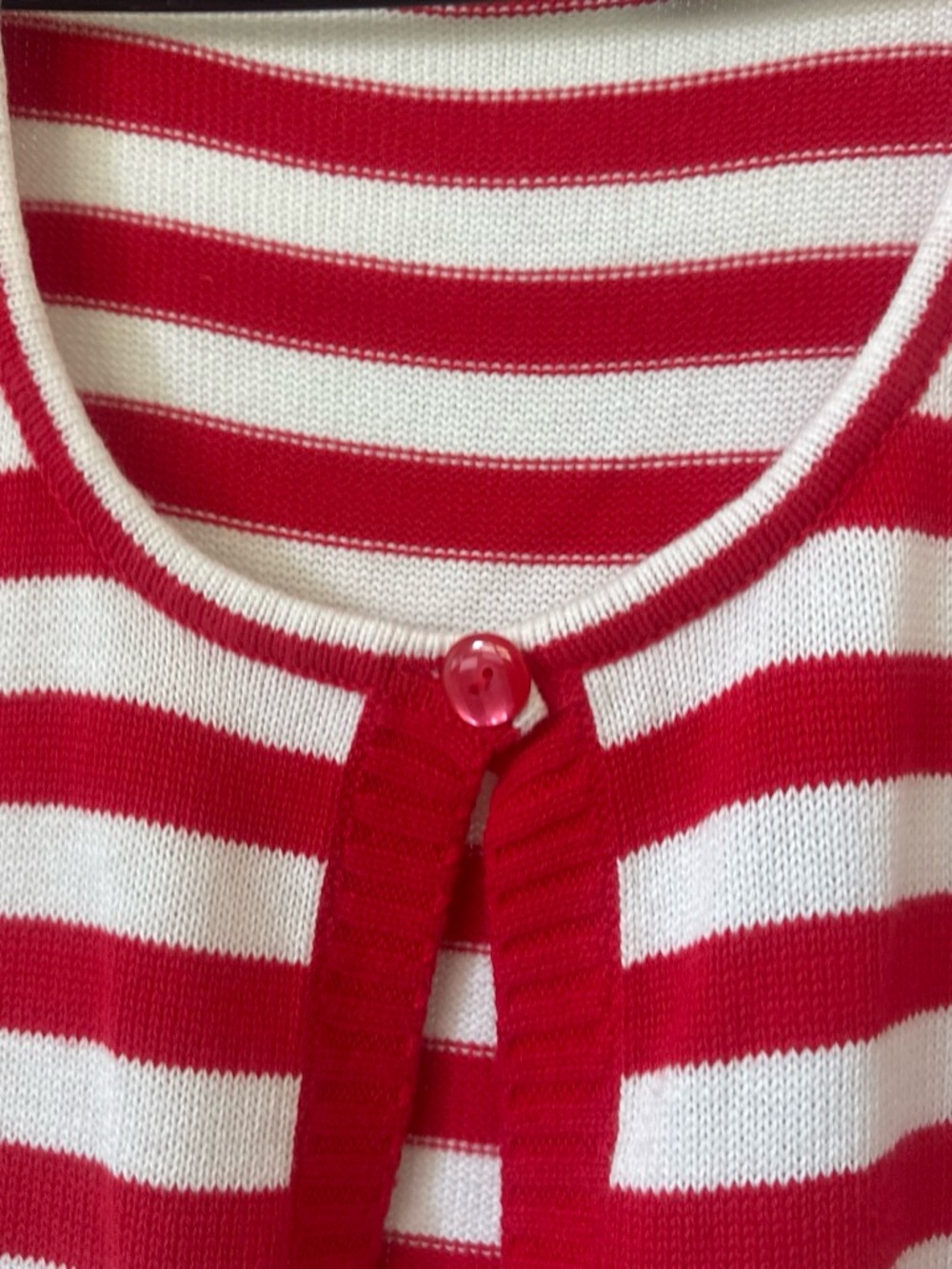 Crystal- Kobe Women’s Large Red & White Striped Women's Knit Top - Picture 9 of 11